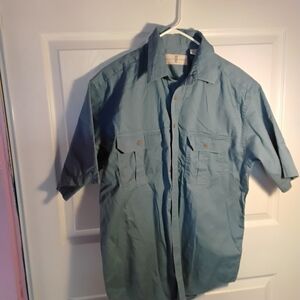Blue Short Sleeve Button-Up Shirt